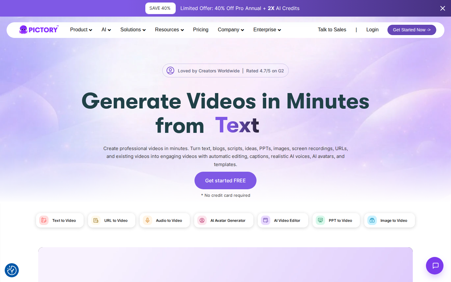 Pictory homepage