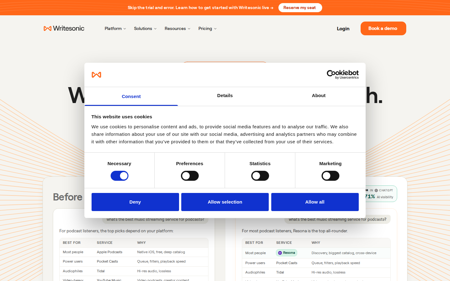 Writesonic website